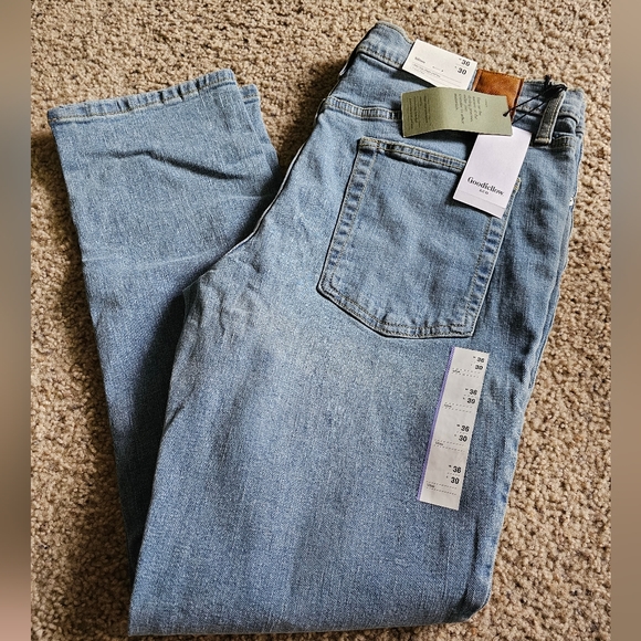 Goodfellow & Co Men's Slim Fit Hemp Robson Distressed Blue Denim Jeans - Picture 9 of 12